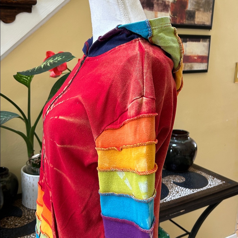 Windhorse Multicolor Patchwork Hoodie Zip Handcra… - image 7